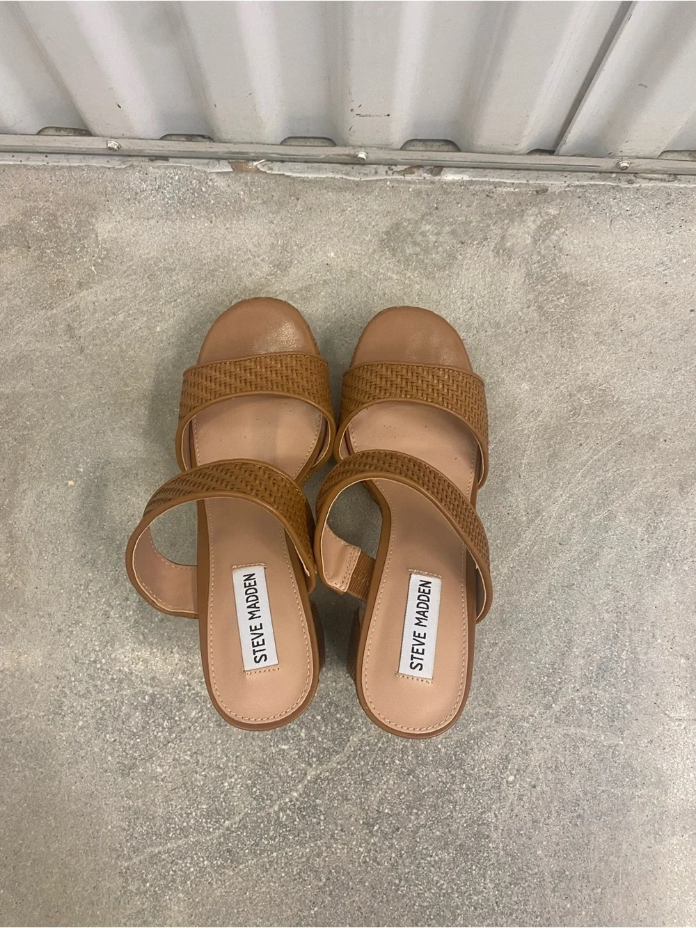 NEW Steve Madden Women's Tan Woven Platform Heeled Sandals, Size 9
